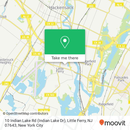 Mapa de 10 Indian Lake Rd (Indian Lake Dr), Little Ferry, NJ 07643