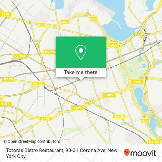 Mapa de Totoras Bistro Restaurant, 90-31 Corona Ave