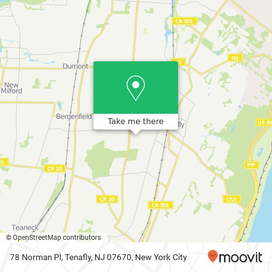 Mapa de 78 Norman Pl, Tenafly, NJ 07670