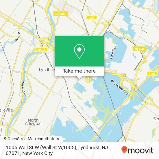 Mapa de 1005 Wall St W (Wall St W,1005), Lyndhurst, NJ 07071