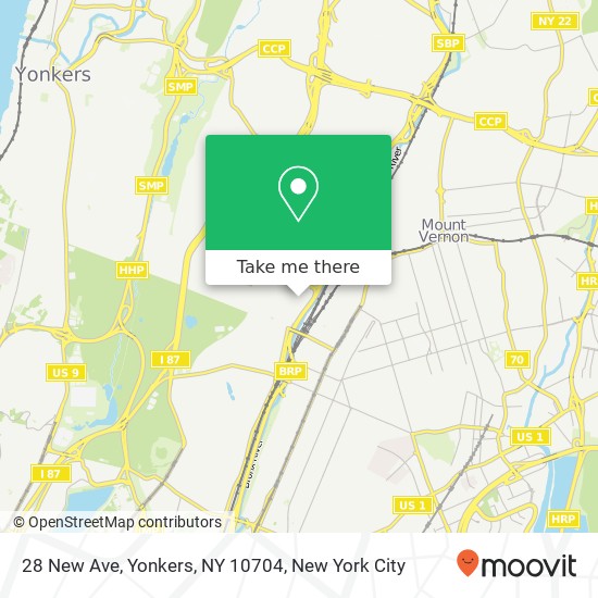 Mapa de 28 New Ave, Yonkers, NY 10704