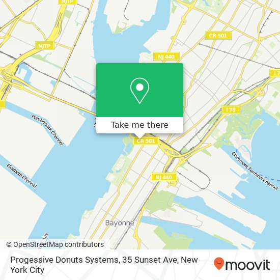Mapa de Progessive Donuts Systems, 35 Sunset Ave