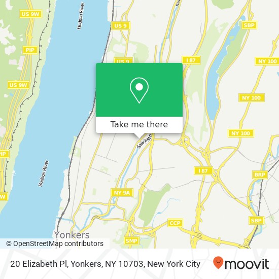 Mapa de 20 Elizabeth Pl, Yonkers, NY 10703