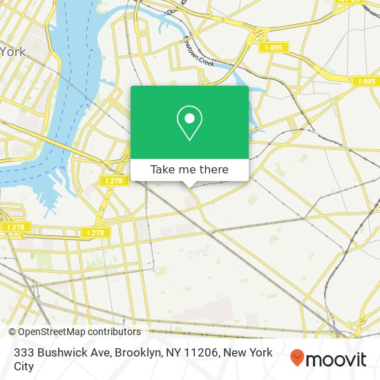 Mapa de 333 Bushwick Ave, Brooklyn, NY 11206