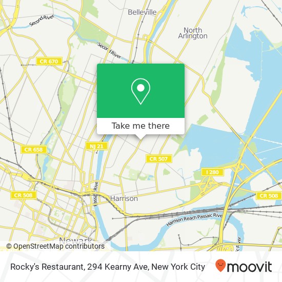 Mapa de Rocky's Restaurant, 294 Kearny Ave