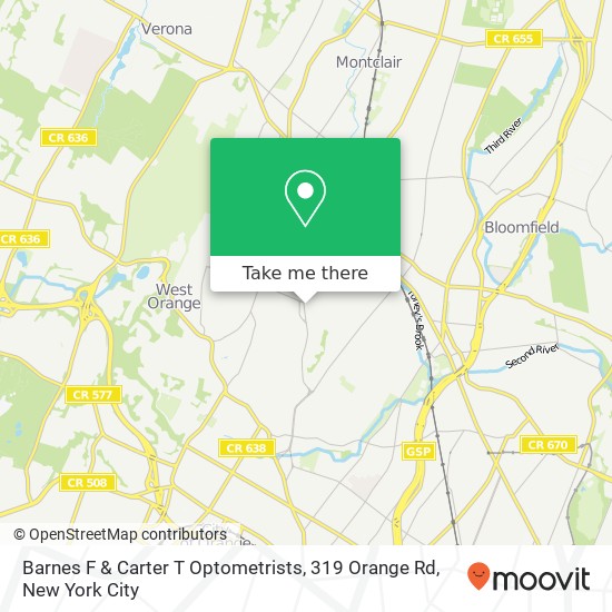 Mapa de Barnes F & Carter T Optometrists, 319 Orange Rd