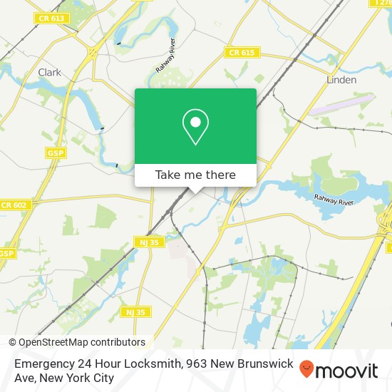 Mapa de Emergency 24 Hour Locksmith, 963 New Brunswick Ave