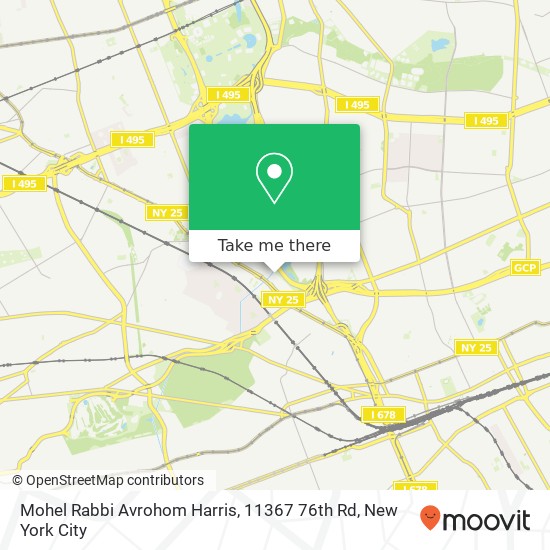 Mapa de Mohel Rabbi Avrohom Harris, 11367 76th Rd