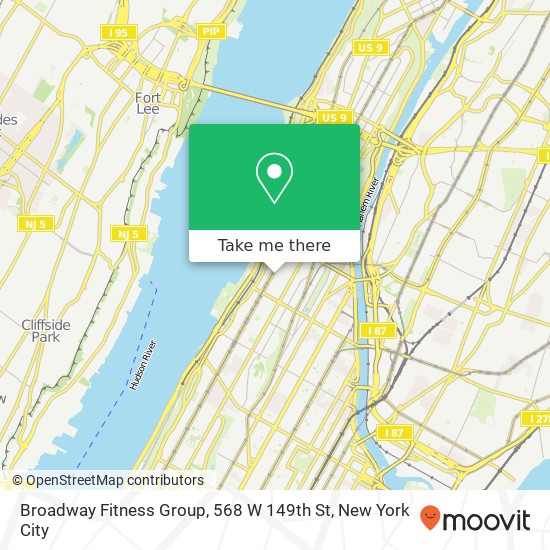 Mapa de Broadway Fitness Group, 568 W 149th St