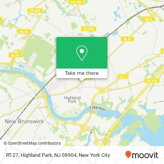 Mapa de RT-27, Highland Park, NJ 08904
