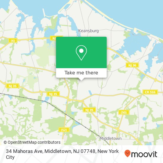 Mapa de 34 Mahoras Ave, Middletown, NJ 07748
