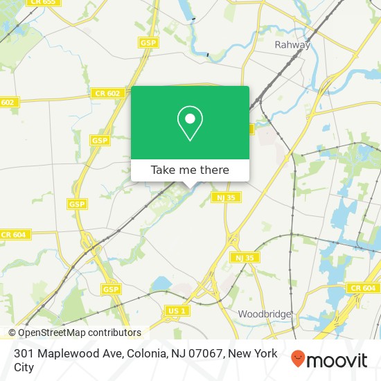 Mapa de 301 Maplewood Ave, Colonia, NJ 07067