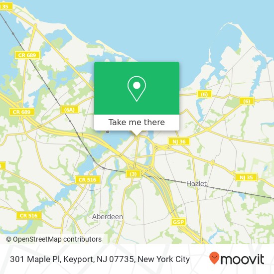 Mapa de 301 Maple Pl, Keyport, NJ 07735
