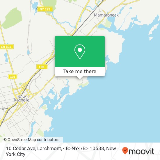 Mapa de 10 Cedar Ave, Larchmont, <B>NY< / B> 10538