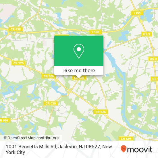 Mapa de 1001 Bennetts Mills Rd, Jackson, NJ 08527