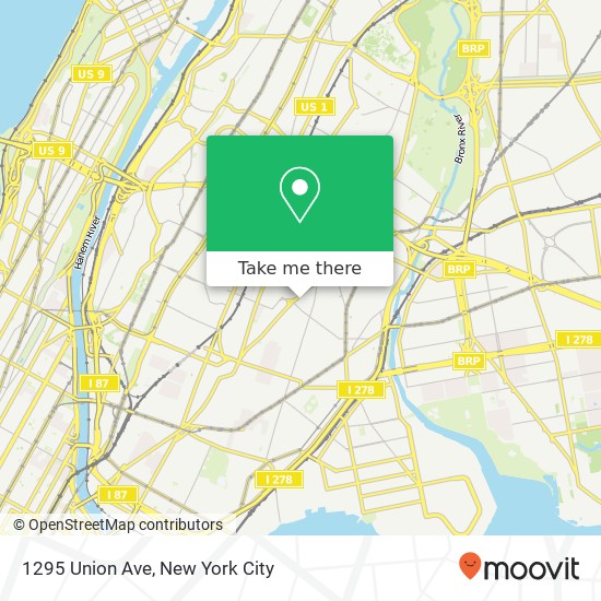 Mapa de 1295 Union Ave, Bronx, NY 10459