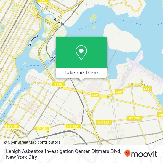 Lehigh Asbestos Investigation Center, Ditmars Blvd map