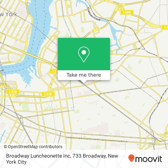 Mapa de Broadway Luncheonette Inc, 733 Broadway