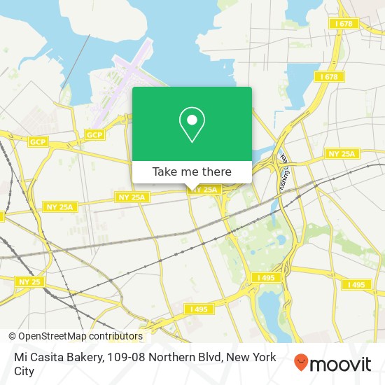 Mapa de Mi Casita Bakery, 109-08 Northern Blvd