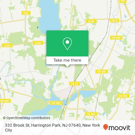 Mapa de 332 Brook St, Harrington Park, NJ 07640