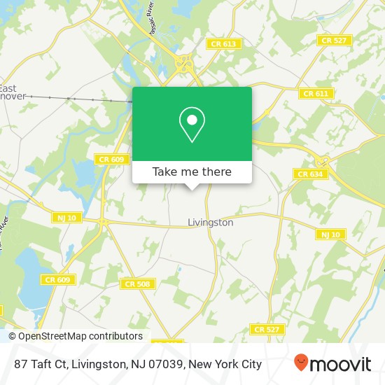 Mapa de 87 Taft Ct, Livingston, NJ 07039