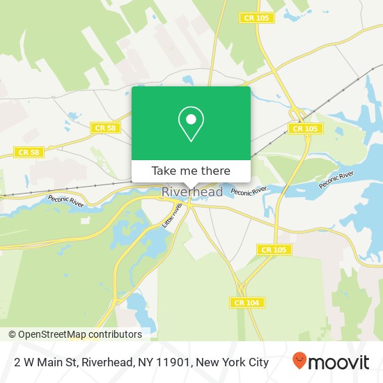 Mapa de 2 W Main St, Riverhead, NY 11901