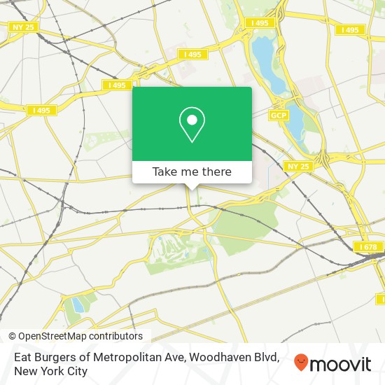 Mapa de Eat Burgers of Metropolitan Ave, Woodhaven Blvd