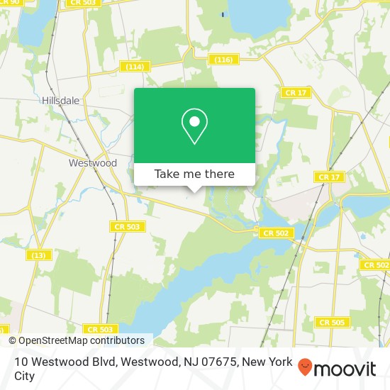 Mapa de 10 Westwood Blvd, Westwood, NJ 07675