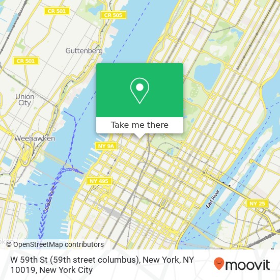 Mapa de W 59th St (59th street columbus), New York, NY 10019