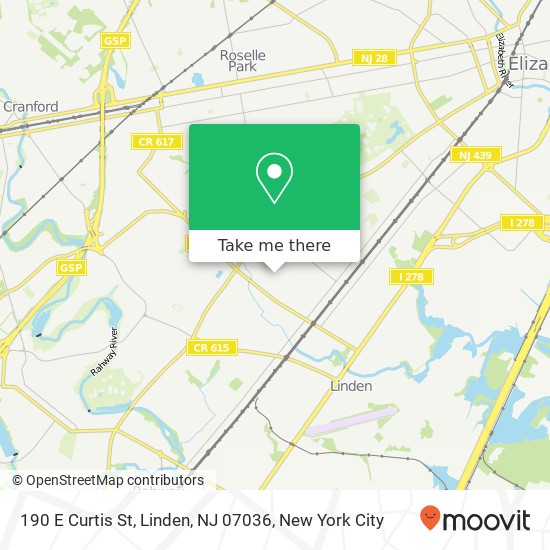 Mapa de 190 E Curtis St, Linden, NJ 07036