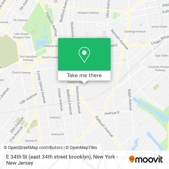 E 34th St (east 34th street brooklyn) map