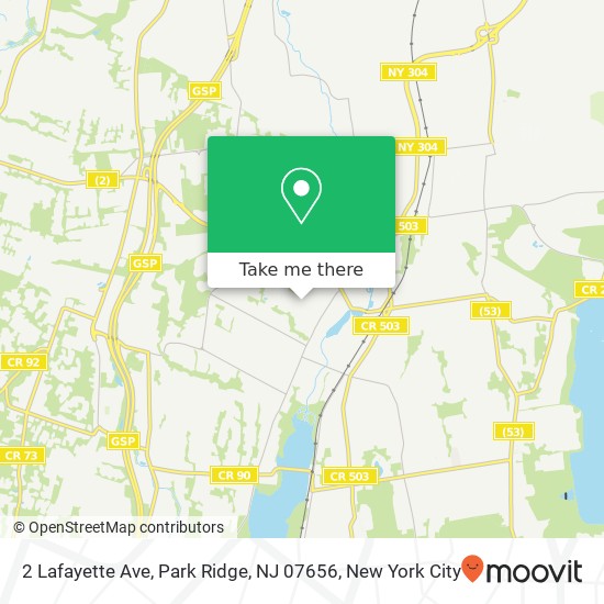 Mapa de 2 Lafayette Ave, Park Ridge, NJ 07656