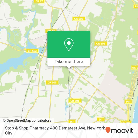 Mapa de Stop & Shop Pharmacy, 400 Demarest Ave