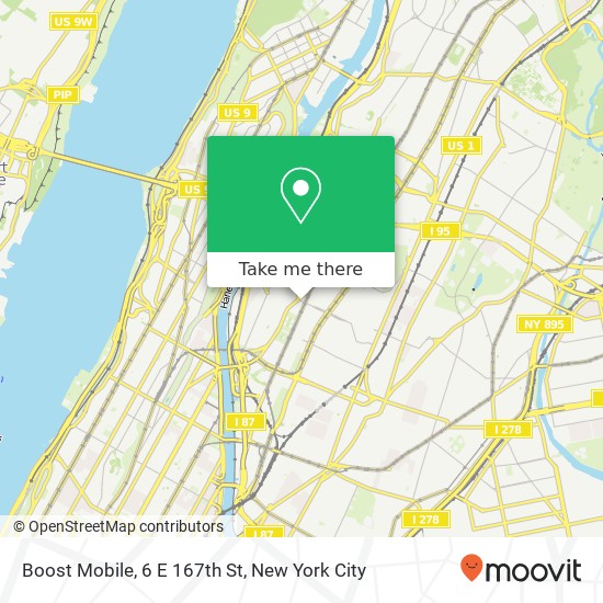 Mapa de Boost Mobile, 6 E 167th St