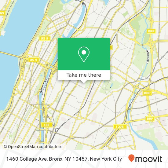 Mapa de 1460 College Ave, Bronx, NY 10457