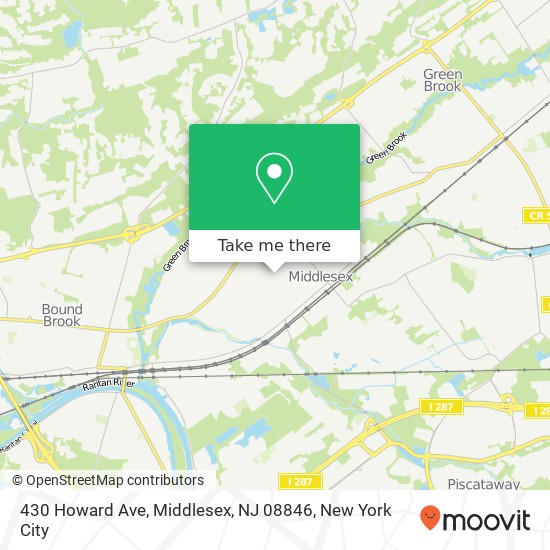 Mapa de 430 Howard Ave, Middlesex, NJ 08846