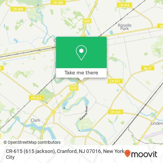 Mapa de CR-615 (615 jackson), Cranford, NJ 07016