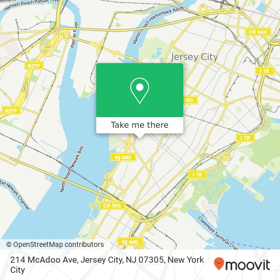214 McAdoo Ave, Jersey City, NJ 07305 map