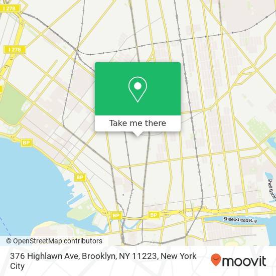 Mapa de 376 Highlawn Ave, Brooklyn, NY 11223