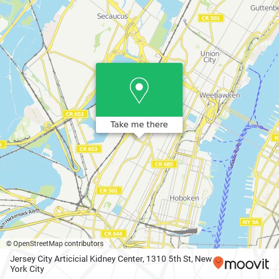 Mapa de Jersey City Articicial Kidney Center, 1310 5th St