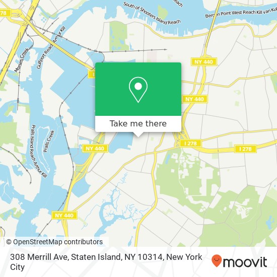 Mapa de 308 Merrill Ave, Staten Island, NY 10314