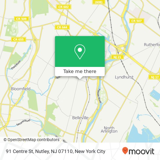 Mapa de 91 Centre St, Nutley, NJ 07110