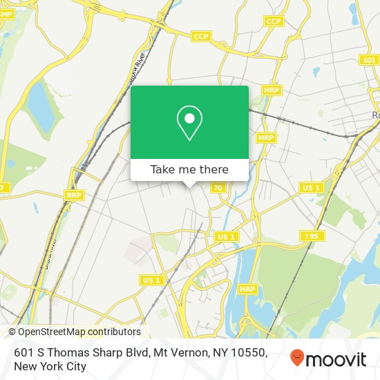 Mapa de 601 S Thomas Sharp Blvd, Mt Vernon, NY 10550