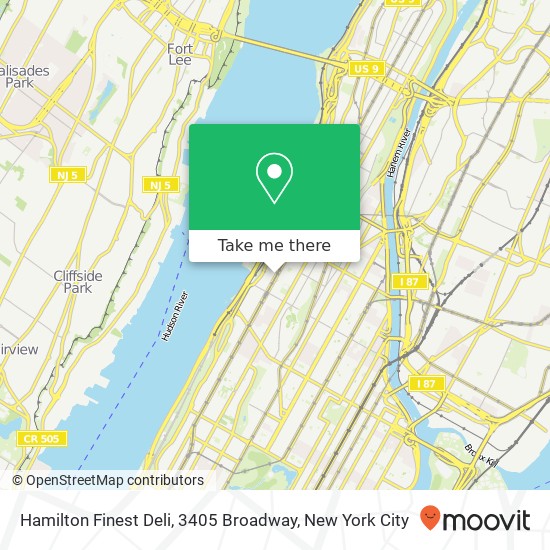 Hamilton Finest Deli, 3405 Broadway map