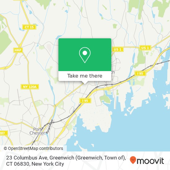 Mapa de 23 Columbus Ave, Greenwich (Greenwich, Town of), CT 06830