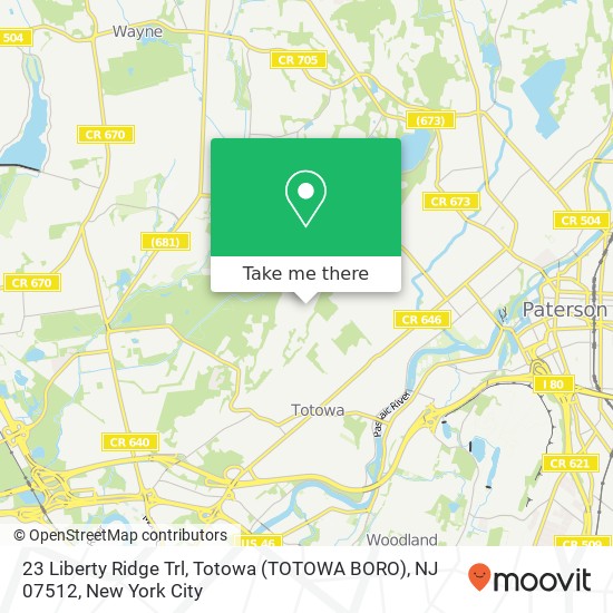 Mapa de 23 Liberty Ridge Trl, Totowa (TOTOWA BORO), NJ 07512