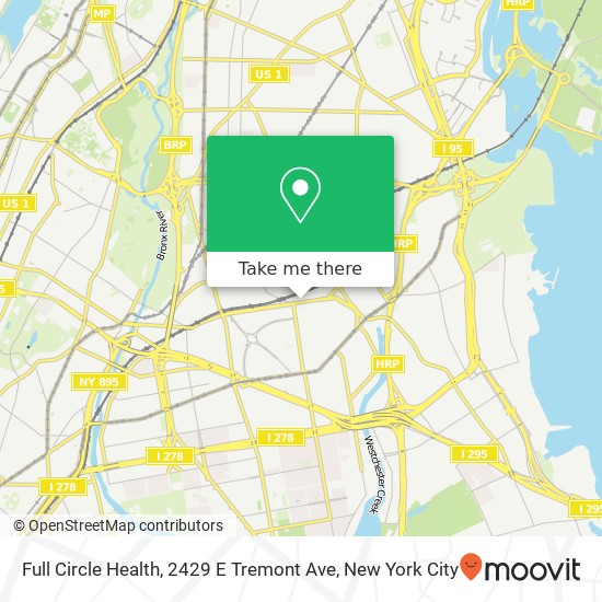 Mapa de Full Circle Health, 2429 E Tremont Ave