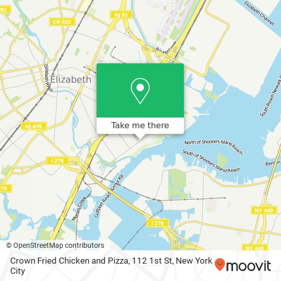 Crown Fried Chicken and Pizza, 112 1st St map