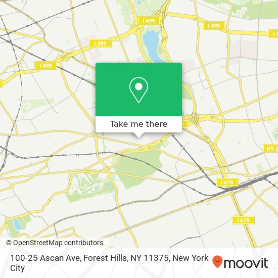 Mapa de 100-25 Ascan Ave, Forest Hills, NY 11375