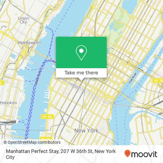 Mapa de Manhattan Perfect Stay, 207 W 36th St